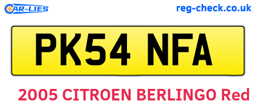 PK54NFA are the vehicle registration plates.