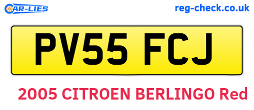 PV55FCJ are the vehicle registration plates.