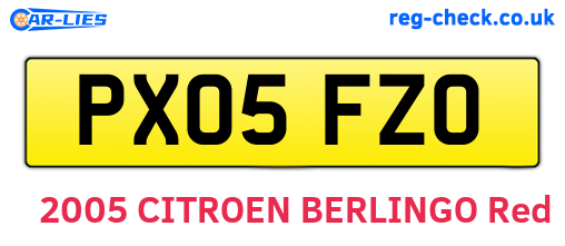 PX05FZO are the vehicle registration plates.