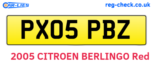 PX05PBZ are the vehicle registration plates.