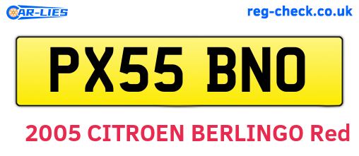 PX55BNO are the vehicle registration plates.