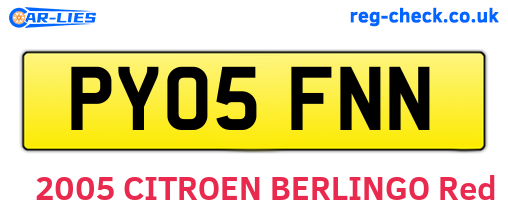 PY05FNN are the vehicle registration plates.
