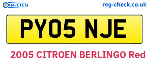 PY05NJE are the vehicle registration plates.