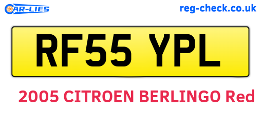 RF55YPL are the vehicle registration plates.