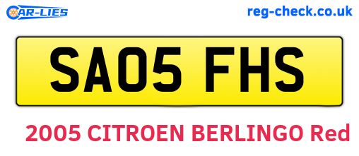 SA05FHS are the vehicle registration plates.