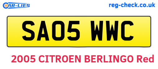 SA05WWC are the vehicle registration plates.