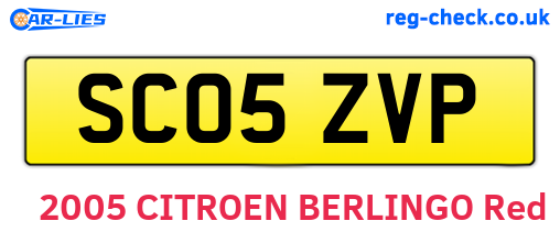 SC05ZVP are the vehicle registration plates.