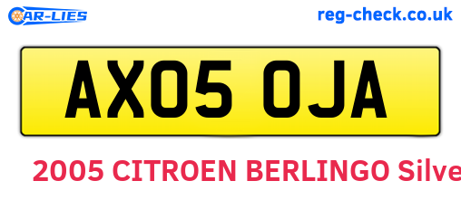 AX05OJA are the vehicle registration plates.