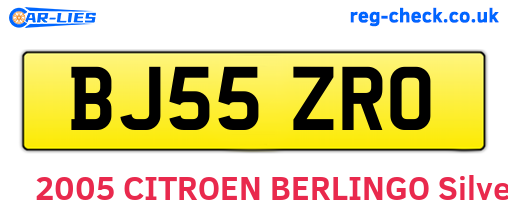 BJ55ZRO are the vehicle registration plates.