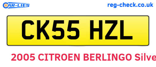CK55HZL are the vehicle registration plates.