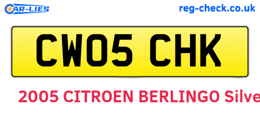 CW05CHK are the vehicle registration plates.