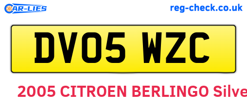 DV05WZC are the vehicle registration plates.
