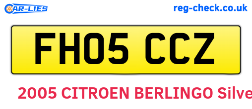 FH05CCZ are the vehicle registration plates.