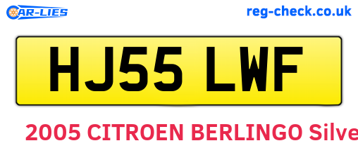 HJ55LWF are the vehicle registration plates.