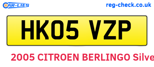 HK05VZP are the vehicle registration plates.