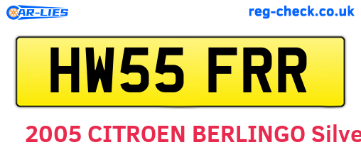 HW55FRR are the vehicle registration plates.