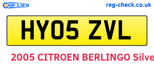 HY05ZVL are the vehicle registration plates.
