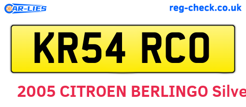 KR54RCO are the vehicle registration plates.