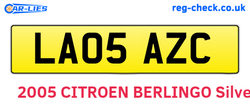 LA05AZC are the vehicle registration plates.