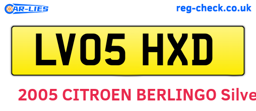LV05HXD are the vehicle registration plates.