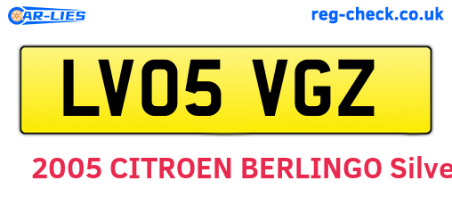 LV05VGZ are the vehicle registration plates.