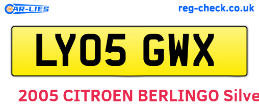 LY05GWX are the vehicle registration plates.