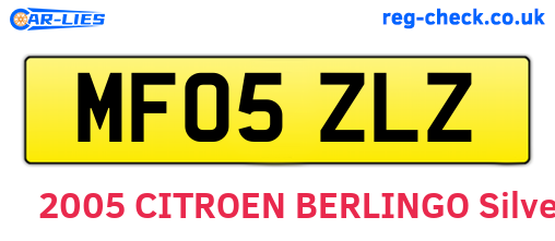 MF05ZLZ are the vehicle registration plates.