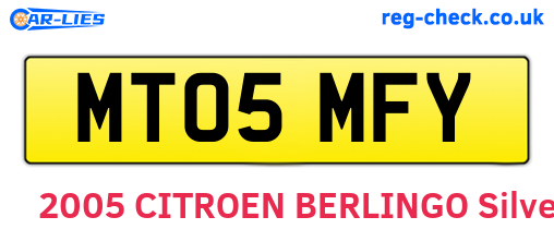 MT05MFY are the vehicle registration plates.