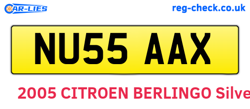 NU55AAX are the vehicle registration plates.