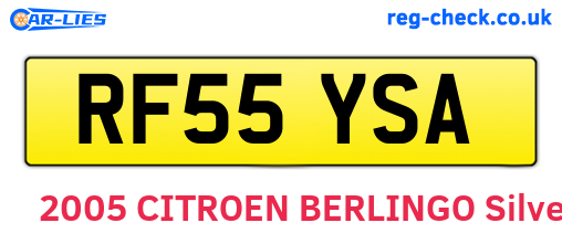 RF55YSA are the vehicle registration plates.