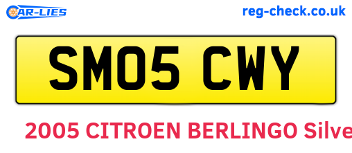 SM05CWY are the vehicle registration plates.