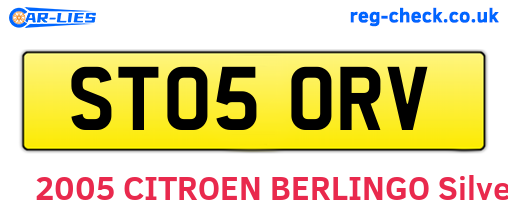 ST05ORV are the vehicle registration plates.