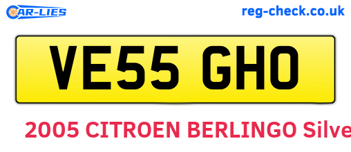 VE55GHO are the vehicle registration plates.