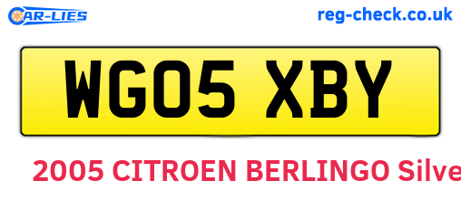 WG05XBY are the vehicle registration plates.