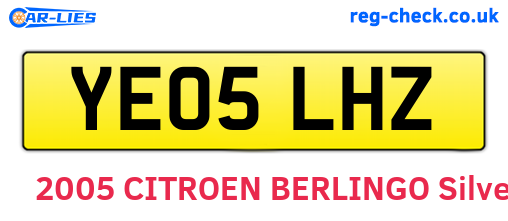YE05LHZ are the vehicle registration plates.