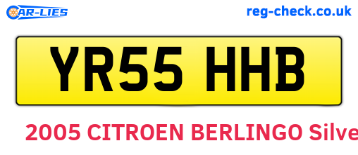 YR55HHB are the vehicle registration plates.