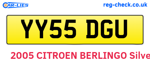 YY55DGU are the vehicle registration plates.