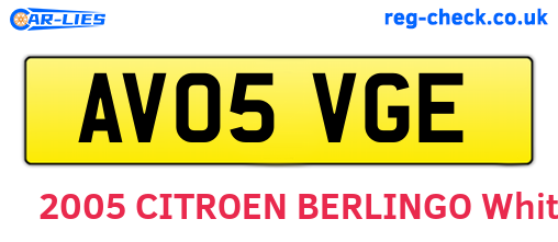 AV05VGE are the vehicle registration plates.