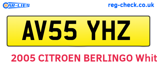 AV55YHZ are the vehicle registration plates.