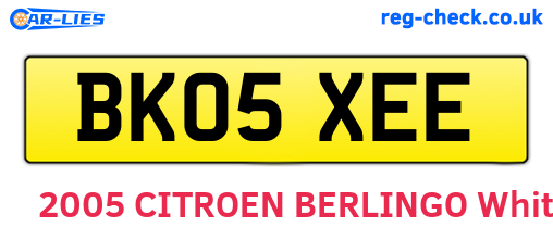 BK05XEE are the vehicle registration plates.