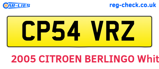 CP54VRZ are the vehicle registration plates.