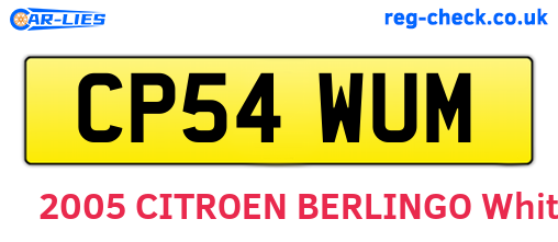 CP54WUM are the vehicle registration plates.