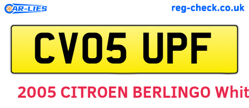 CV05UPF are the vehicle registration plates.