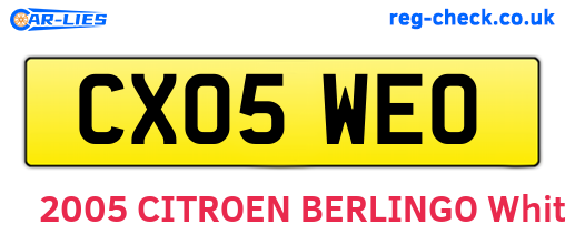 CX05WEO are the vehicle registration plates.