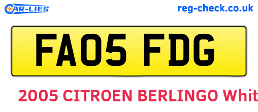 FA05FDG are the vehicle registration plates.
