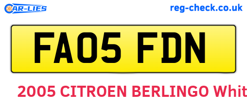 FA05FDN are the vehicle registration plates.