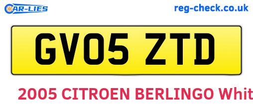 GV05ZTD are the vehicle registration plates.