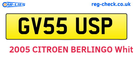 GV55USP are the vehicle registration plates.