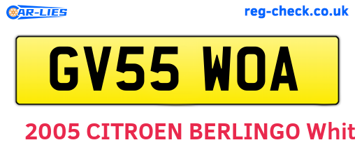 GV55WOA are the vehicle registration plates.