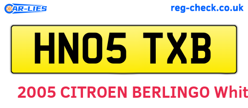 HN05TXB are the vehicle registration plates.